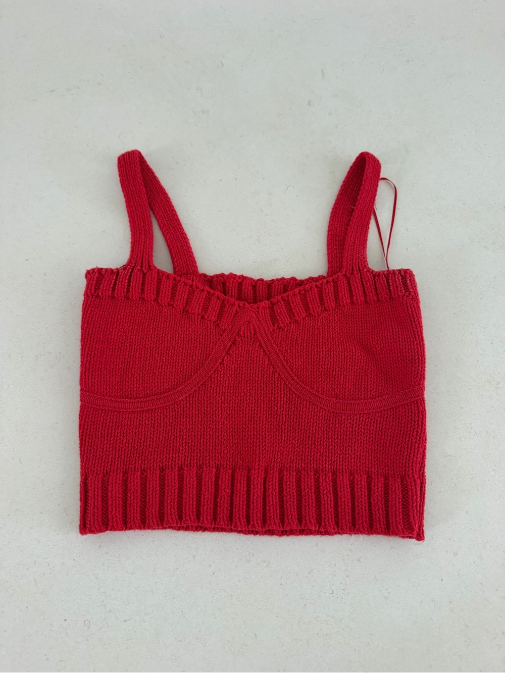 Zara Bold Red Knit Bustier Tank